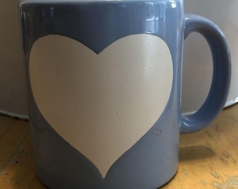 Waechtersbach Germany Set Of 2 Blue With White Big Heart Ceramic Coffee Mug/Cup