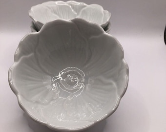 Pier 1 Imports Porcelain White Flower Shaped Berry Bowls (Set of 4)