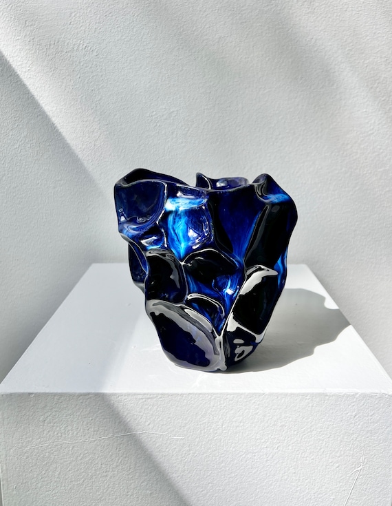Ceramic Vase 'Cobalt Waterfall'