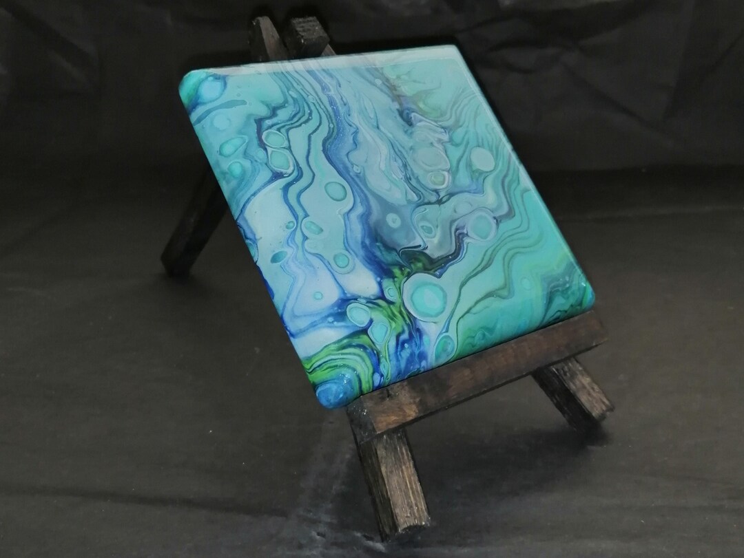 Free Standing Art Original Painting, Hand Painted Acrylic Art on 4x4