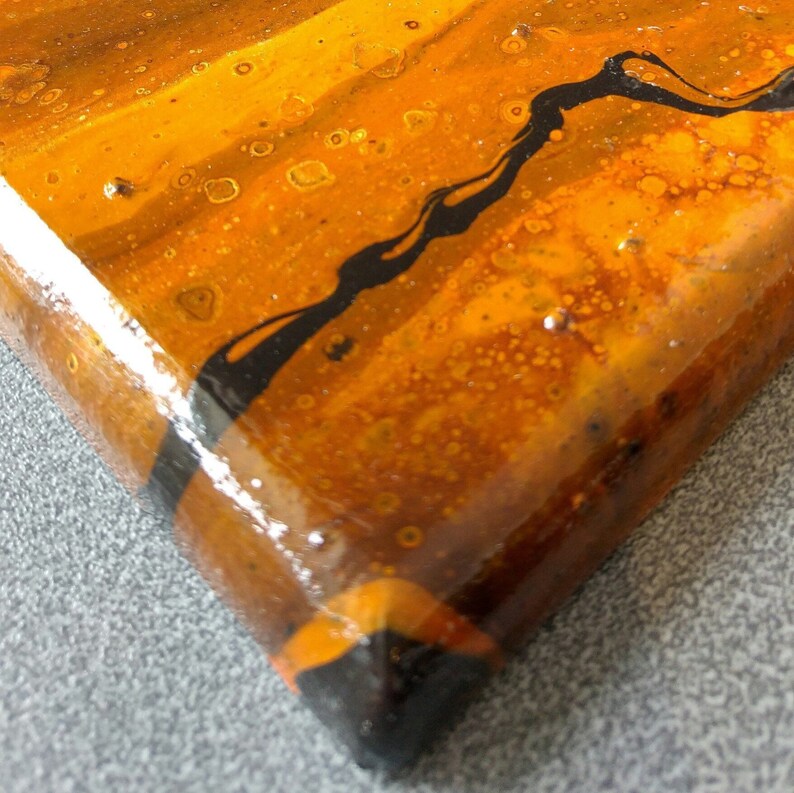 Burnt Orange Acrylic Pour Painting on Textured MDF with Gold Etsy