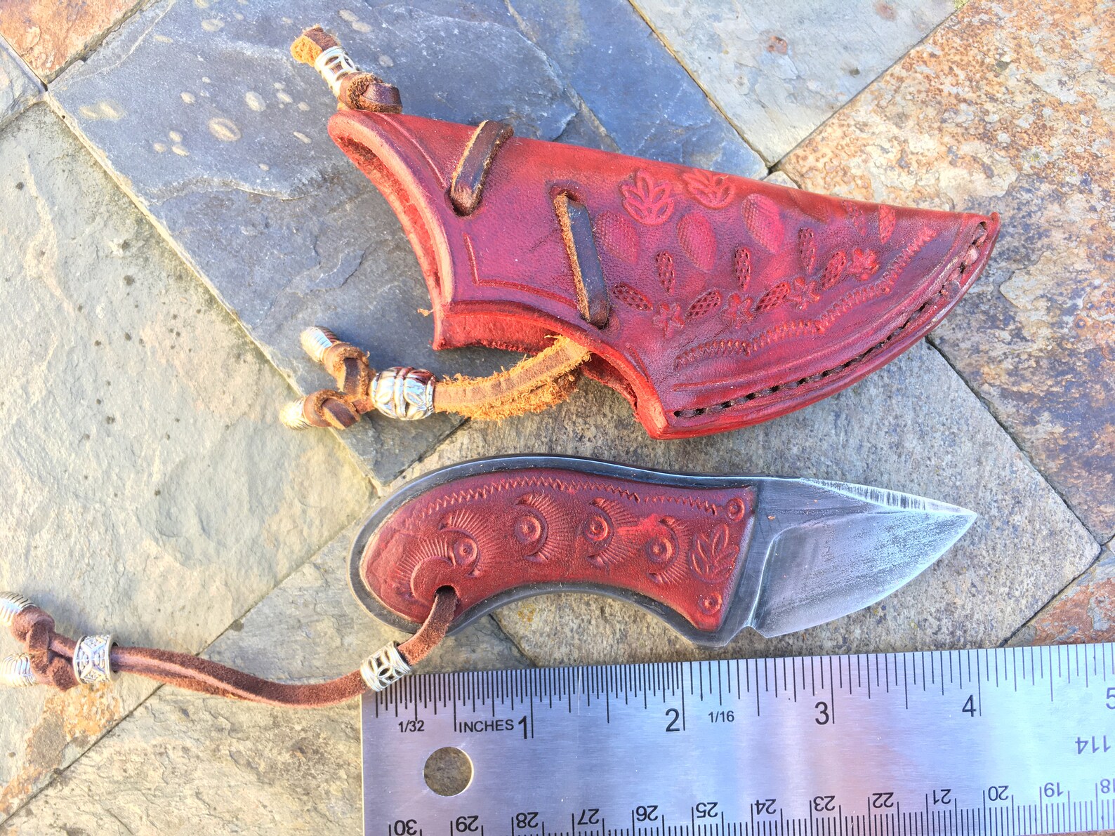 Handmade Archery Bowman Utility Knife with Leather Sheath, Model REV14