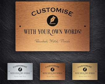 Custom Brushed Copper Aluminium Composite Sign, Personalised UV Protected Print, Waterproof Indoor Outdoor Plaque
