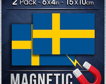 Sweden Flag Car Magnet Pair, Weatherproof Swedish Vehicle Signs for Cars Vans Trucks