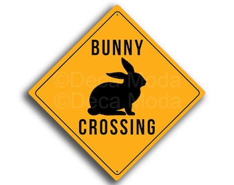 Bunny Crossing Schild: Gelbes Aluminium Straßenschild, Innen- / Außendekor