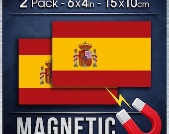Spain Flag Car Magnet Pair, Weatherproof Spanish Vehicle Signs for Cars Vans Trucks