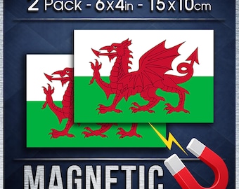 Wales Flag Car Magnet Pair, Weatherproof Welsh Vehicle Signs for Cars Vans Trucks