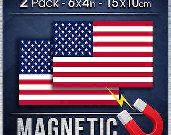 USA Flag Car Magnet Pair, Weatherproof American Vehicle Signs for Cars Vans Trucks