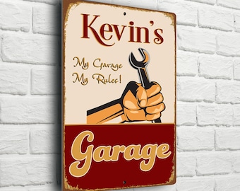 Letrero personalizado para garaje, placa de taller de aluminio a medida, decoración resistente a la intemperie para interiores y exteriores, ideal para la cueva del hombre.