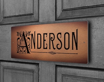 Custom Decorative Family Name Sign | Weatherproof Brushed Aluminium House Plaque