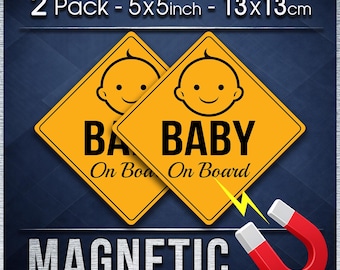 Baby On Board Magnetic Signs, 2 Pack Car Safety Gift for New Parents
