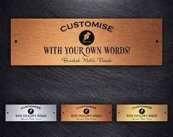 Personalized Name Sign, Custom Brushed Aluminum Plaque for Home Garden Garage or Gift
