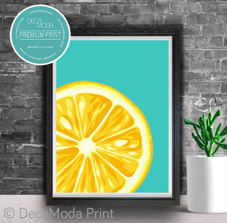 LEMON PRINT Kitchen Print Watercolor Lemon Print Lemon Etsy