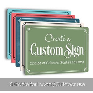Plaque personnalisée personnalisée | Composite d'aluminium | Plusieurs couleurs et polices | N'importe quel texte | Enseignes résistantes aux intempéries