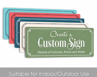 Custom Long Rectangle Sign, Weatherproof Personalized Plaque for business or home