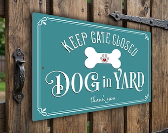 Dog in Yard Sign | Weatherproof Aluminium Composite Garden Gate Fence Warning Plaque