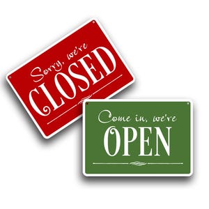 Letrero de doble cara abierto/cerrado: Letrero ecológico para comercios