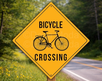 Bicycle Crossing Sign | Weatherproof Aluminium Composite Road Safety Xing Plaque, Bike Signs