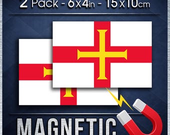 Guernsey Flag Car Magnet Pair, Weatherproof Magnetic Vehicle Signs for Cars and Vans