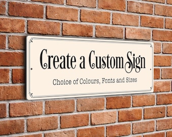 Custom Long Sign, Weatherproof Personalized Aluminum Plaque with Text Logo or Number