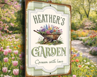 Personalized Garden Sign, Custom Metal Outdoor Name Plate, Weatherproof Aluminum Decor
