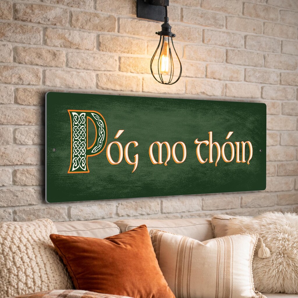 Targa Decorative In Metallo Pog Mo Thoin, Bandiera Irlandese, 15,2x30,5 Cm, Con Corda Per Appendere, Per Interni/Esterni