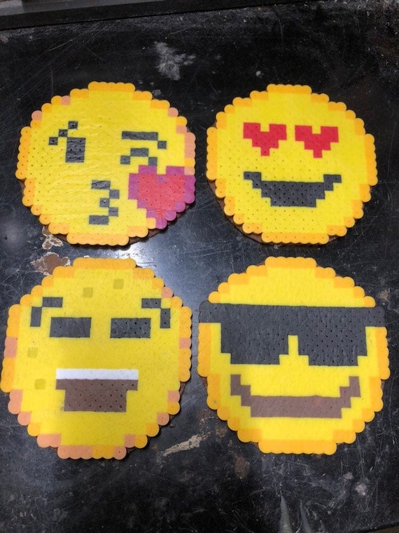 Emoji melty beads drink coasters