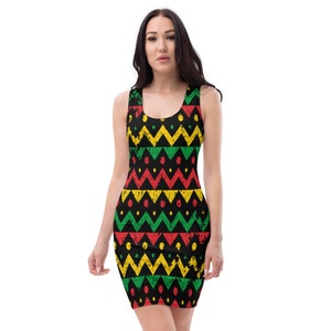 reggae chevron dress, rasta dress, yellow green red casual dress, Sew dresses, party dress, sublimation cut,  Sublimation Cut & Sew Dress