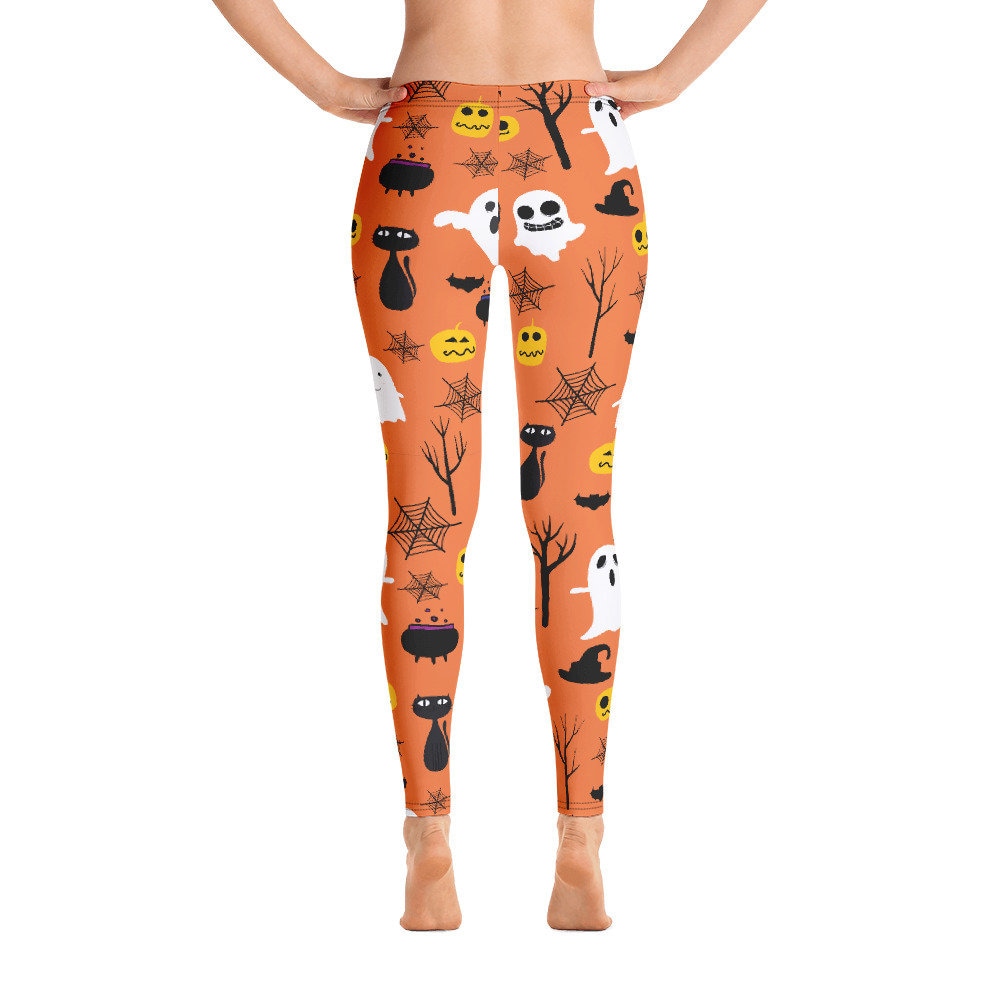 Legging Halloween Femme - Imprimé Citrouille, Fantômes - Yoga, Running, Tenue Décontractée D'Automne
