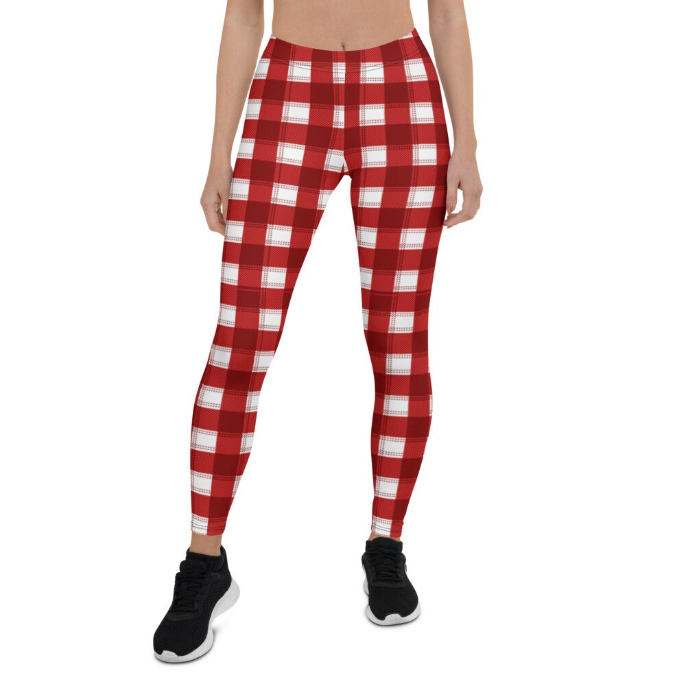 Red Buffalo Plaid Leggings Christmas Leggings Capri Yoga - Etsy UK