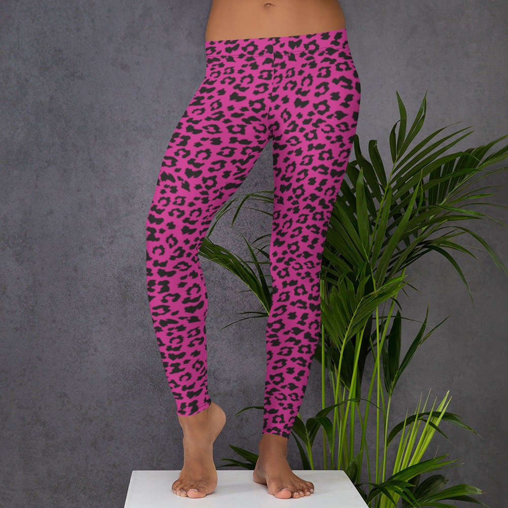 Leggings With Leopard Print All Over Grey Yoga Pants Animal Skin Print  Sports Yoga Leggings Salmon Leopard Print Leggings 