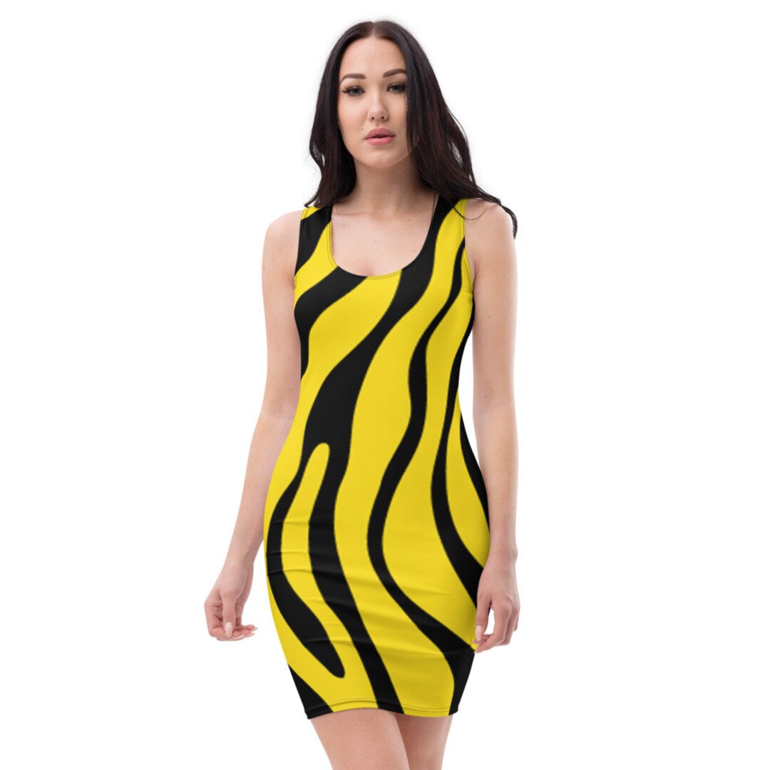 Yellow and black shop zebra print dress