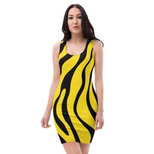 zebra print Dress, evening dress, yellow and black, dress outfits, casual dress, Sew dresses, sublimation cut, tank dress, dress collection