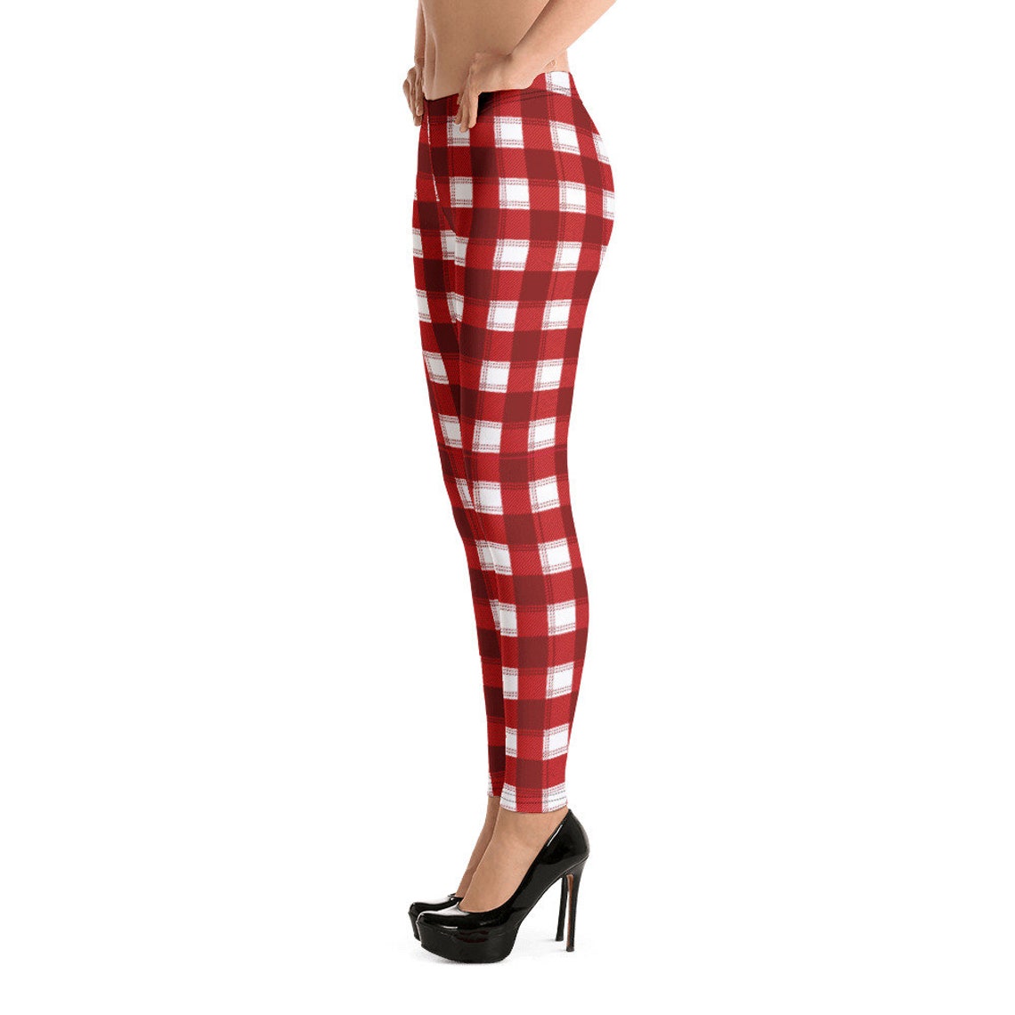 Red Buffalo Plaid Leggings Christmas Leggings Capri Yoga - Etsy UK