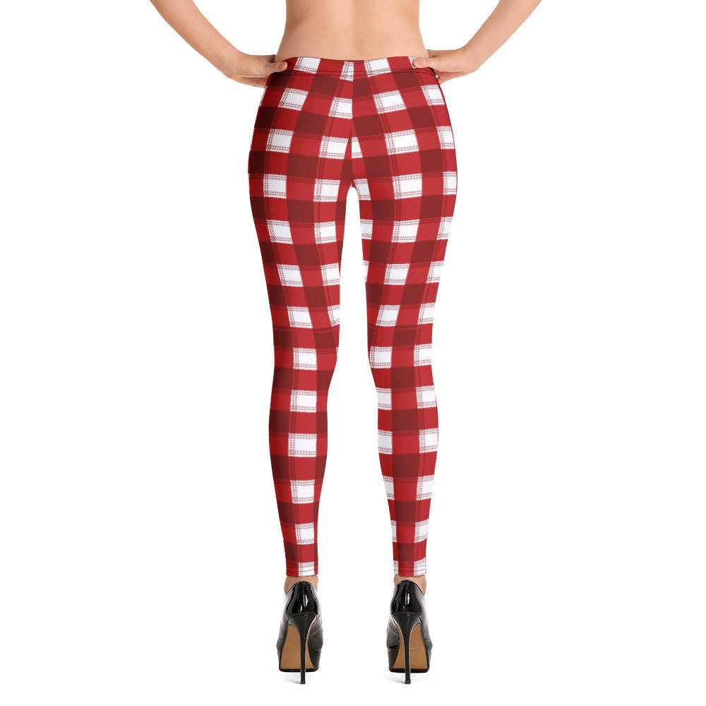 Red Buffalo Plaid Leggings Christmas Leggings Capri Yoga - Etsy UK