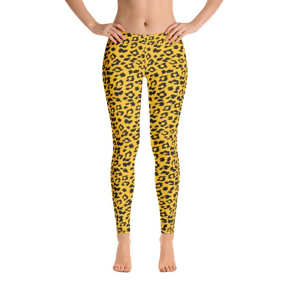 Leggings With Leopard Print All Over Grey Yoga Pants Animal Skin Print  Sports Yoga Leggings Yellow Leopard Print Leggings 