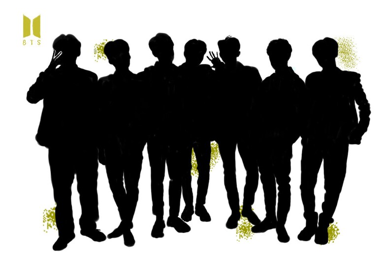 BTS 방탄소년단 Black Silhouette Poster Etsy
