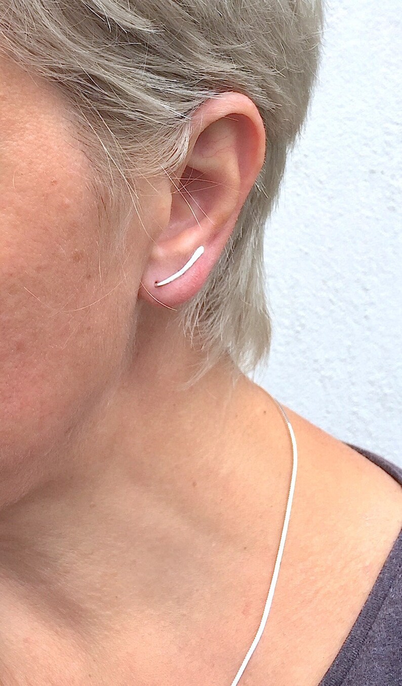 Ear Cuff Silver Ear Climber Earrings Ear Crawler Hammered Sterling Silver Wire Ear Wrap Ear Climbers Minimalist Silver Eco Friendly Jewelry