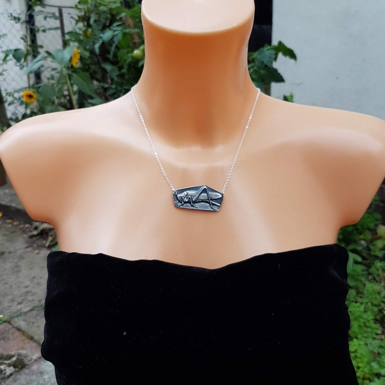 Handmade jewelry Silver Grasshopper Necklace Sterling Silver Art Nouveau Grasshopper Pendant Vintage Style Jewelry Insect Necklace Silver