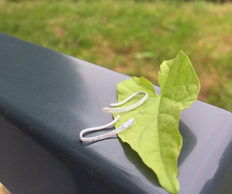 Ear Cuff Silver Ear Climber Earrings Ear Crawler Hammered Sterling Silver Wire Ear Wrap Ear Climbers Minimalist Silver Eco Friendly Jewelry