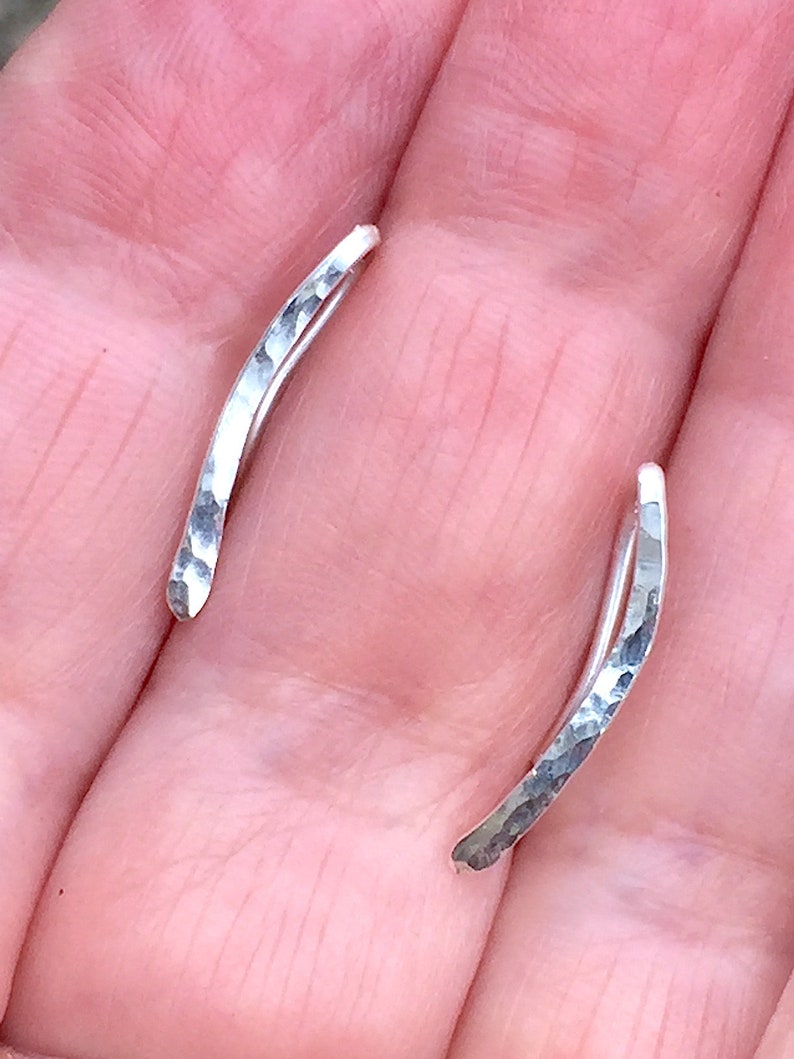 Ear Cuff Silver Ear Climber Earrings Ear Crawler Hammered Sterling Silver Wire Ear Wrap Ear Climbers Minimalist Silver Eco Friendly Jewelry