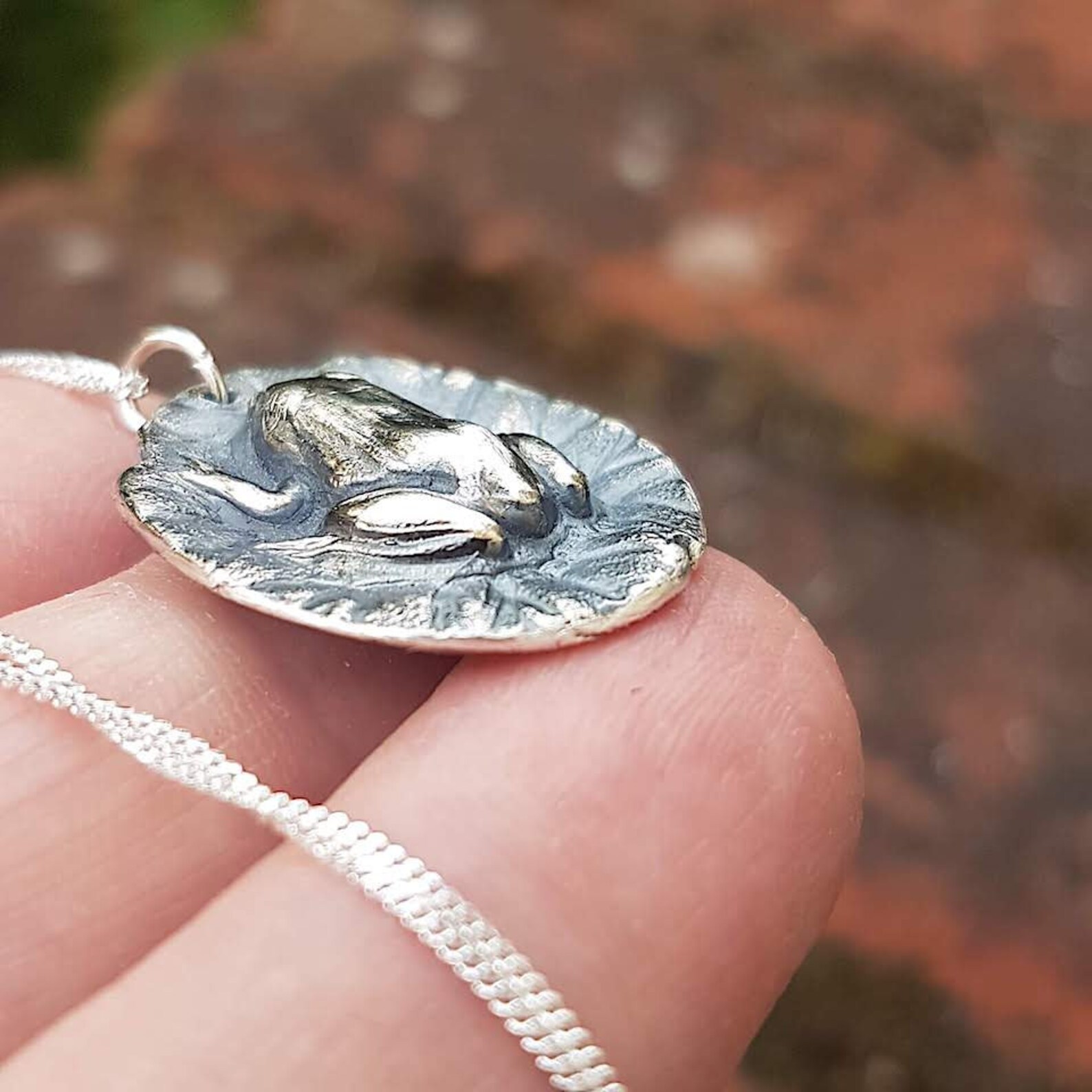 Frog and Lily Pad Necklace Sterling Silver lily pad pendant Etsy