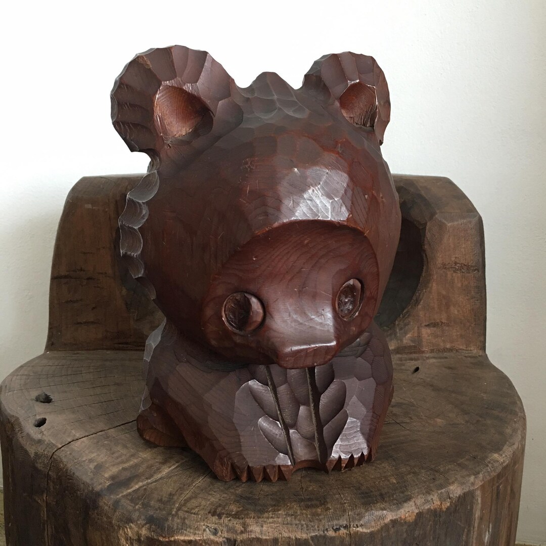 1970 年代のヴィンテージ日本の熊の木彫り - Etsy 日本