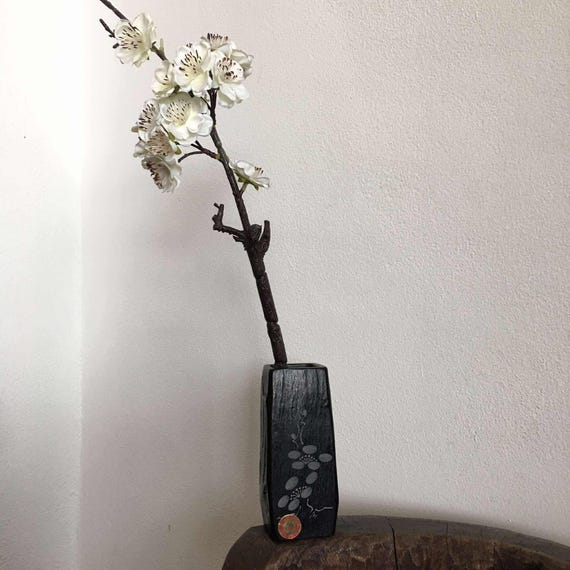 ヴィンテージ 日本製 那智黒石 花瓶 黒石 花 - Etsy 日本