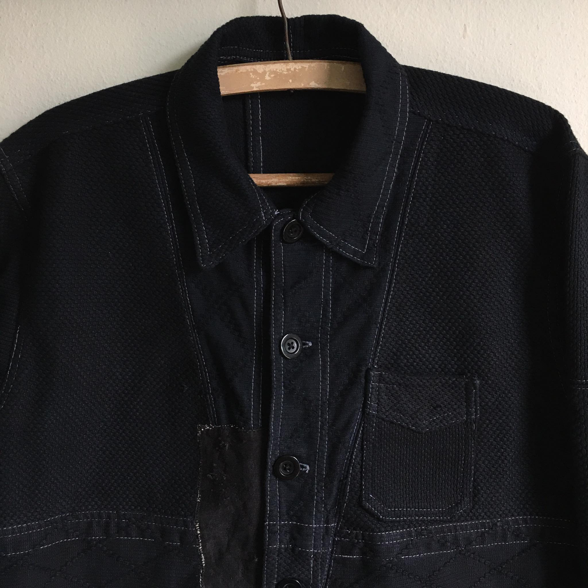 Remake Kendo Black Sashiko Patchwork French Workwear Jacket - Etsy