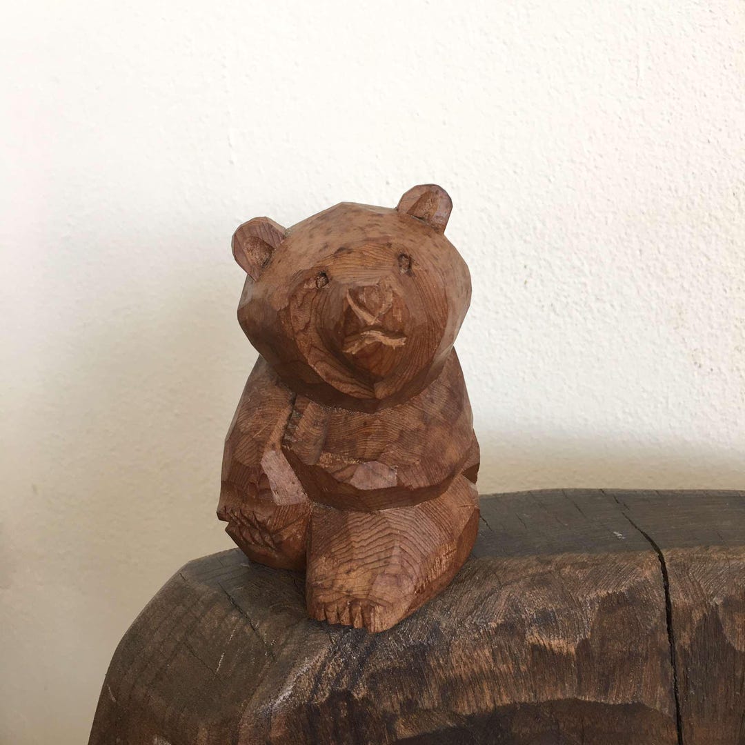 Vintage 1970s Japanese Bear Wood Carving - Etsy