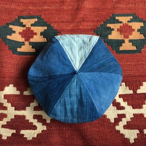 Beret Indigo Patchwork Japan alt Natürliche Stoffhut 53-59 cm