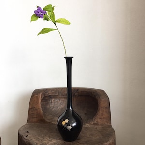 Vintage schwarze japanische Vase aus Messing Japan Ikebana