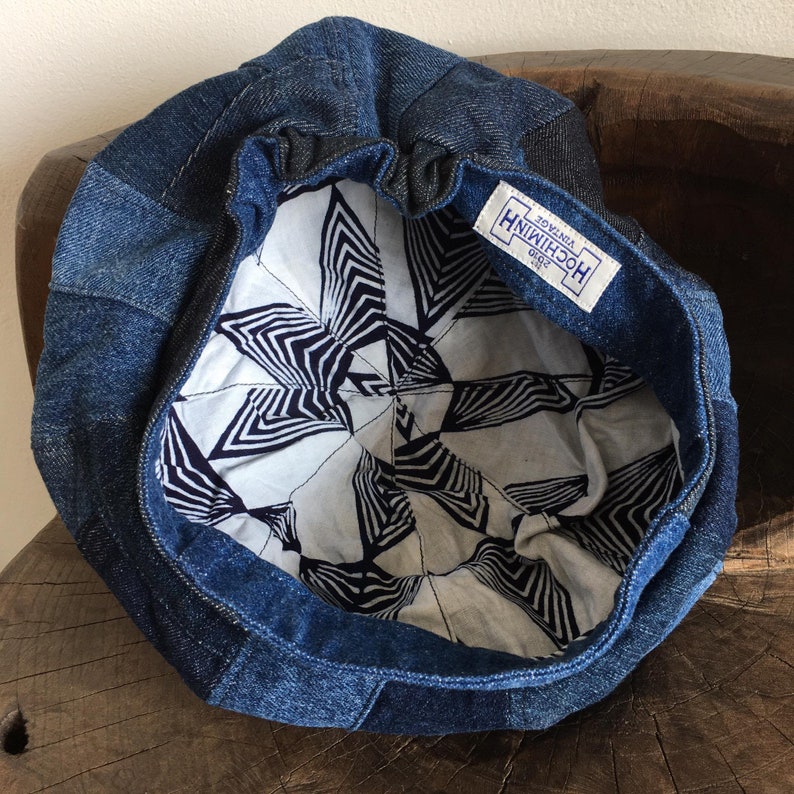 Remake Vintage Denim Patchwork Beret Hat - Etsy