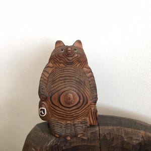 Vintage 1960s TANUKI Japanese wood carving